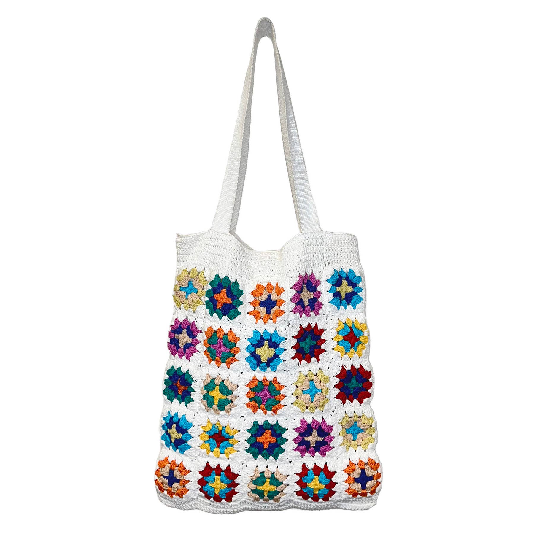 Laya White Cotton Crochet Tote Bags