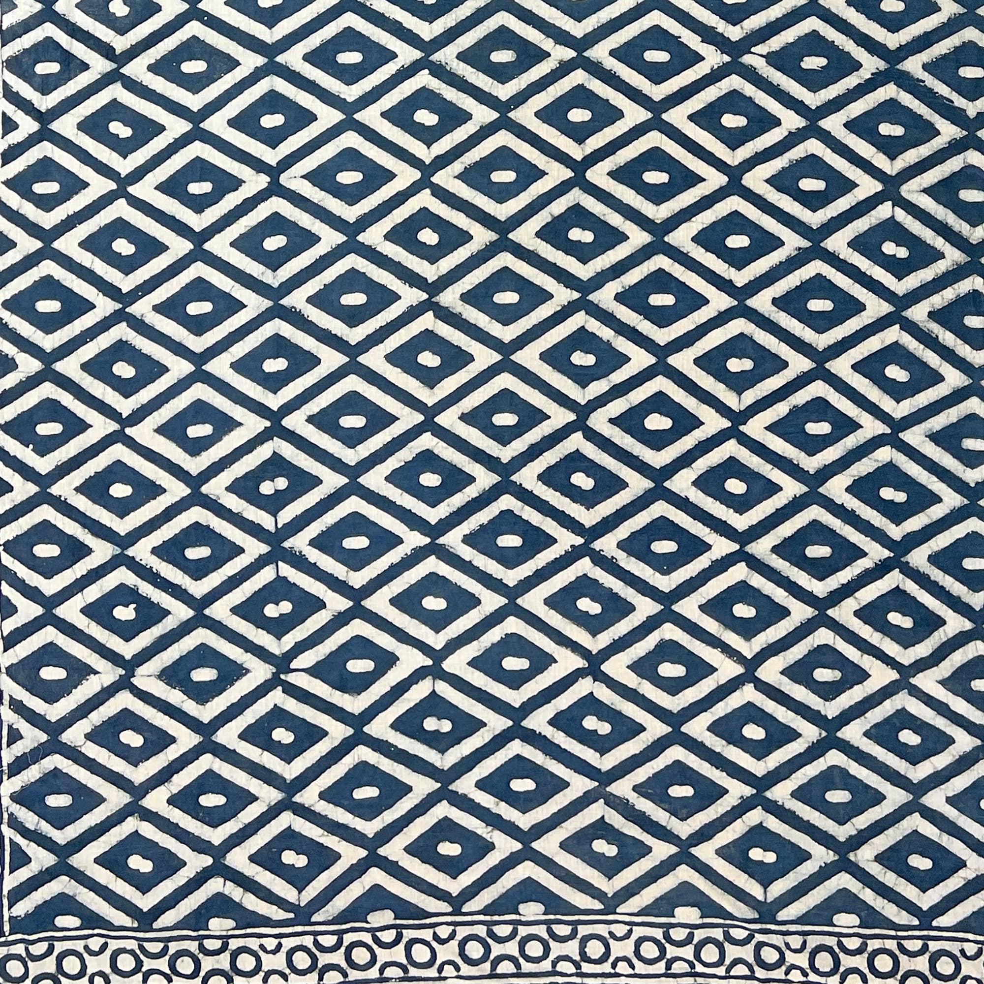 Handcrafted Cotton Sarong - Navy Diamond