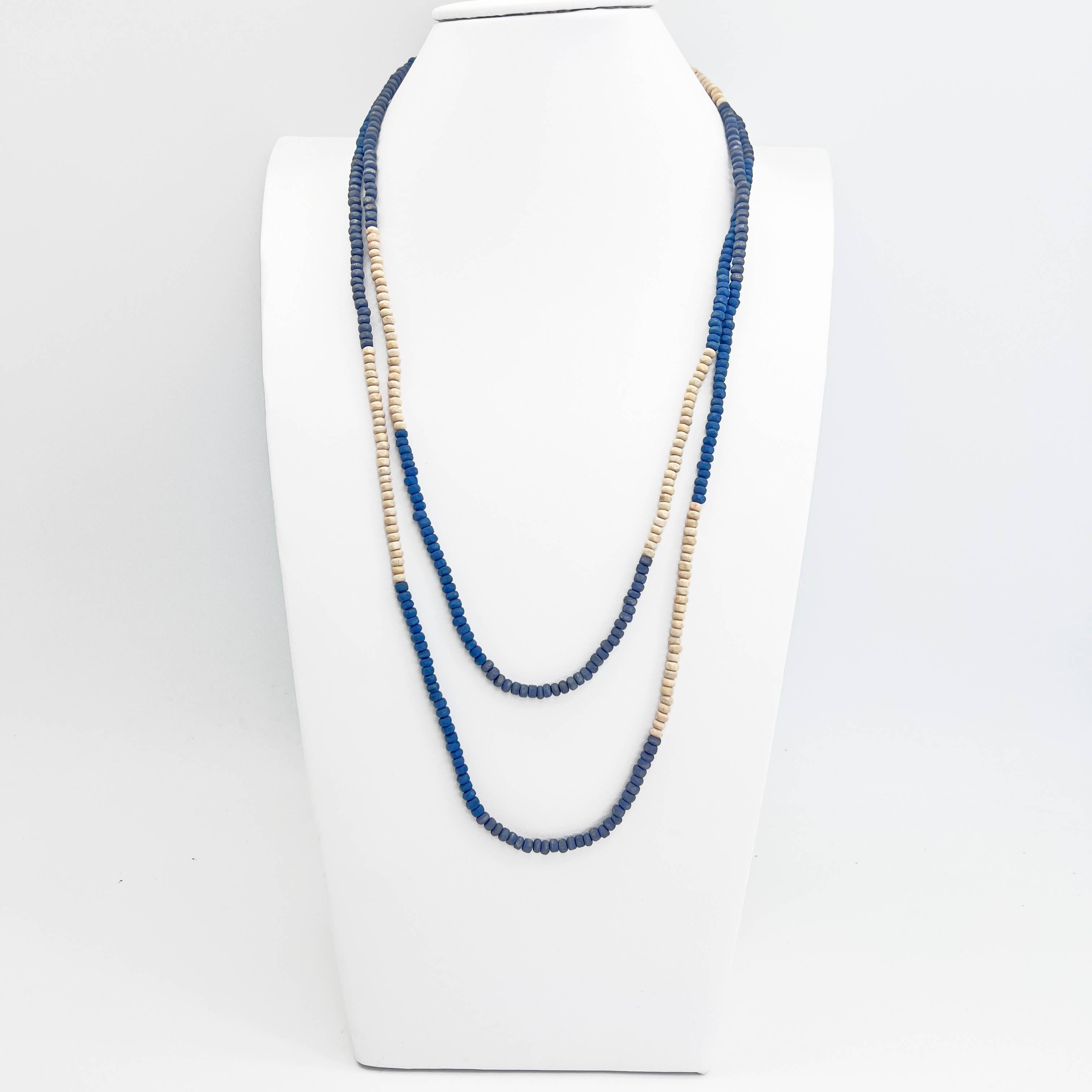 Prismatic Hues Necklace - Blue, Navy, White