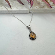 Handcrafted Semiprecious Small Stone Necklace - Tigereye