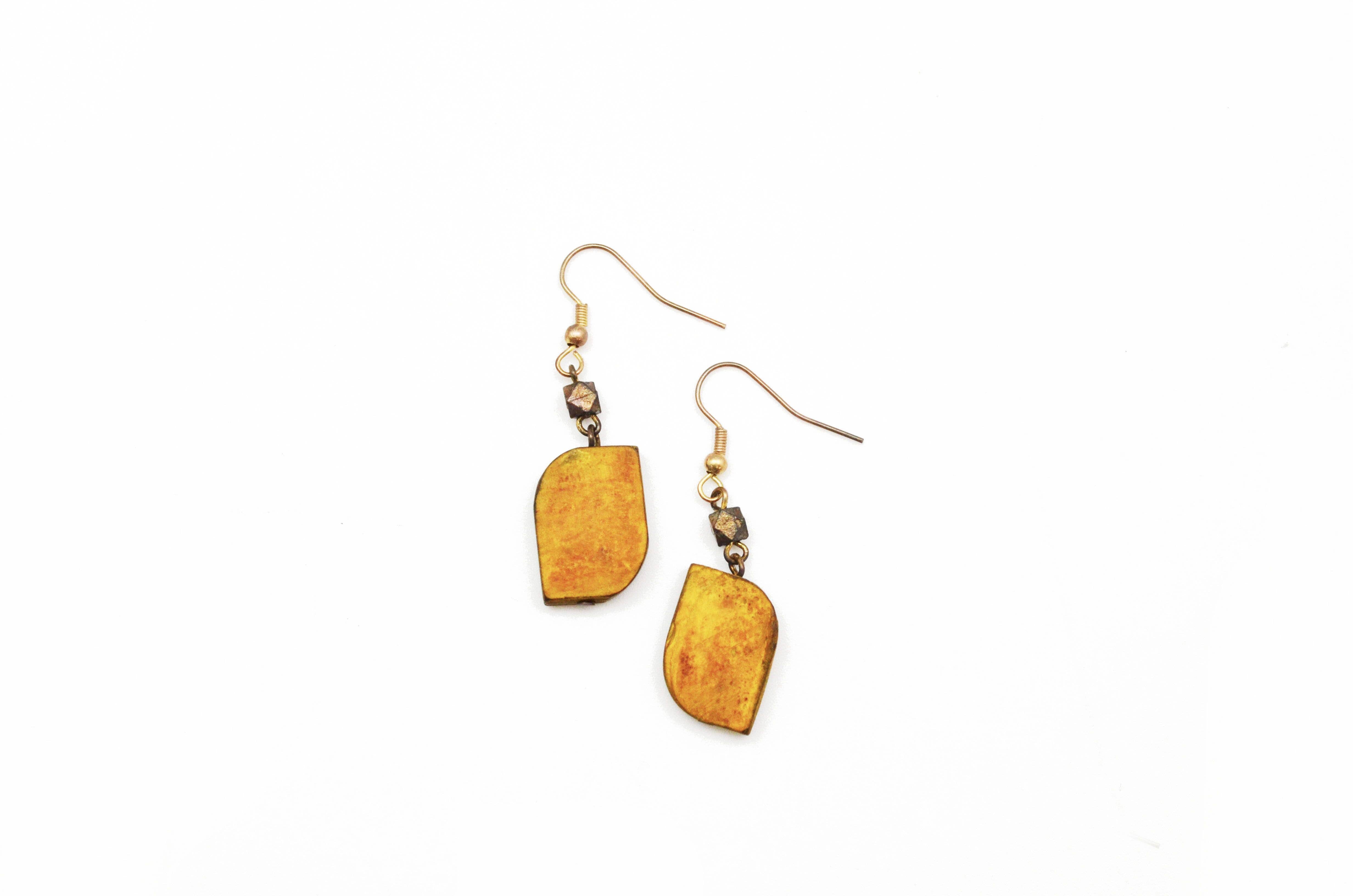Omala Autumn Neutrals Collection Earrings - Yellow Bead