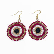 Seed Bead Color Circle Earrings - Magenta
