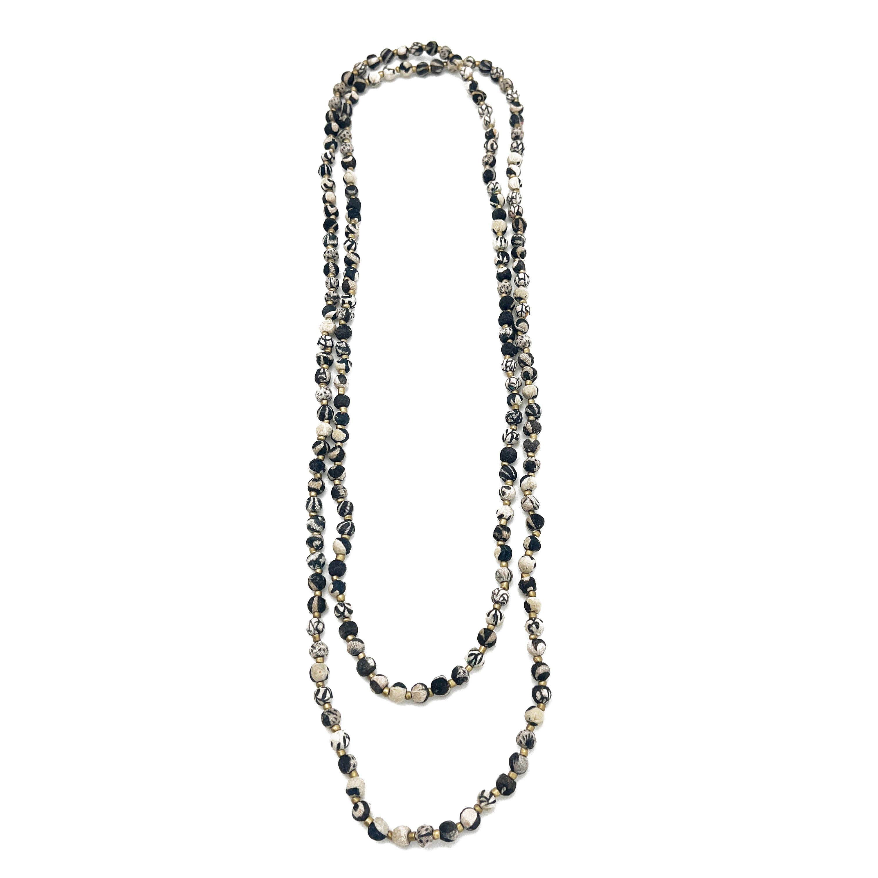 Aasha Monochrome Kantha Layered & Handcrafted Necklace.