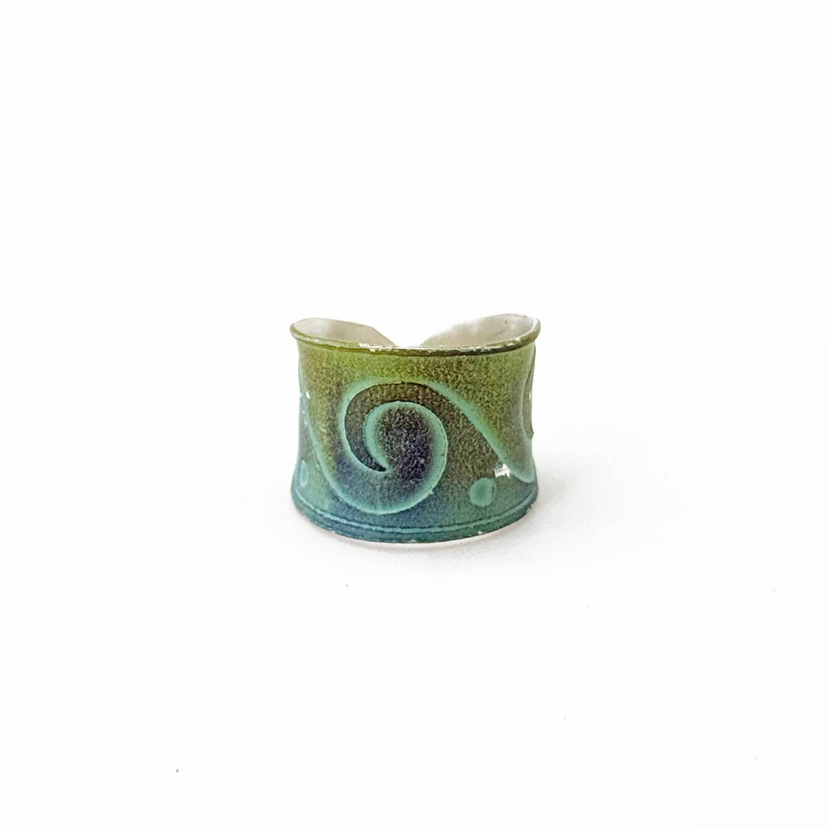 Handcrafted Green & Blue Wave Patina Ring