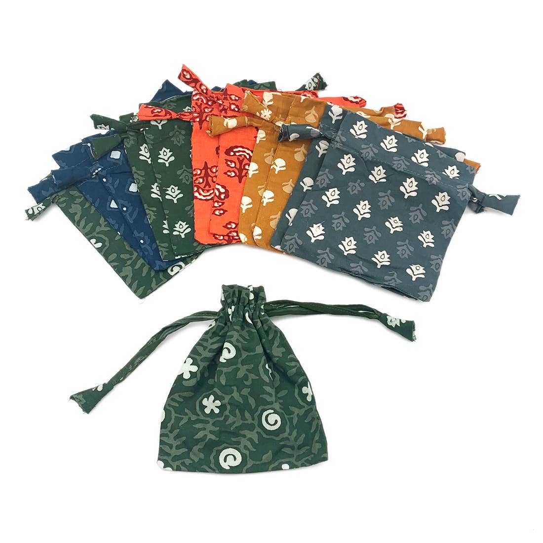 100% Cotton Drawstring Pouches - Set of 12