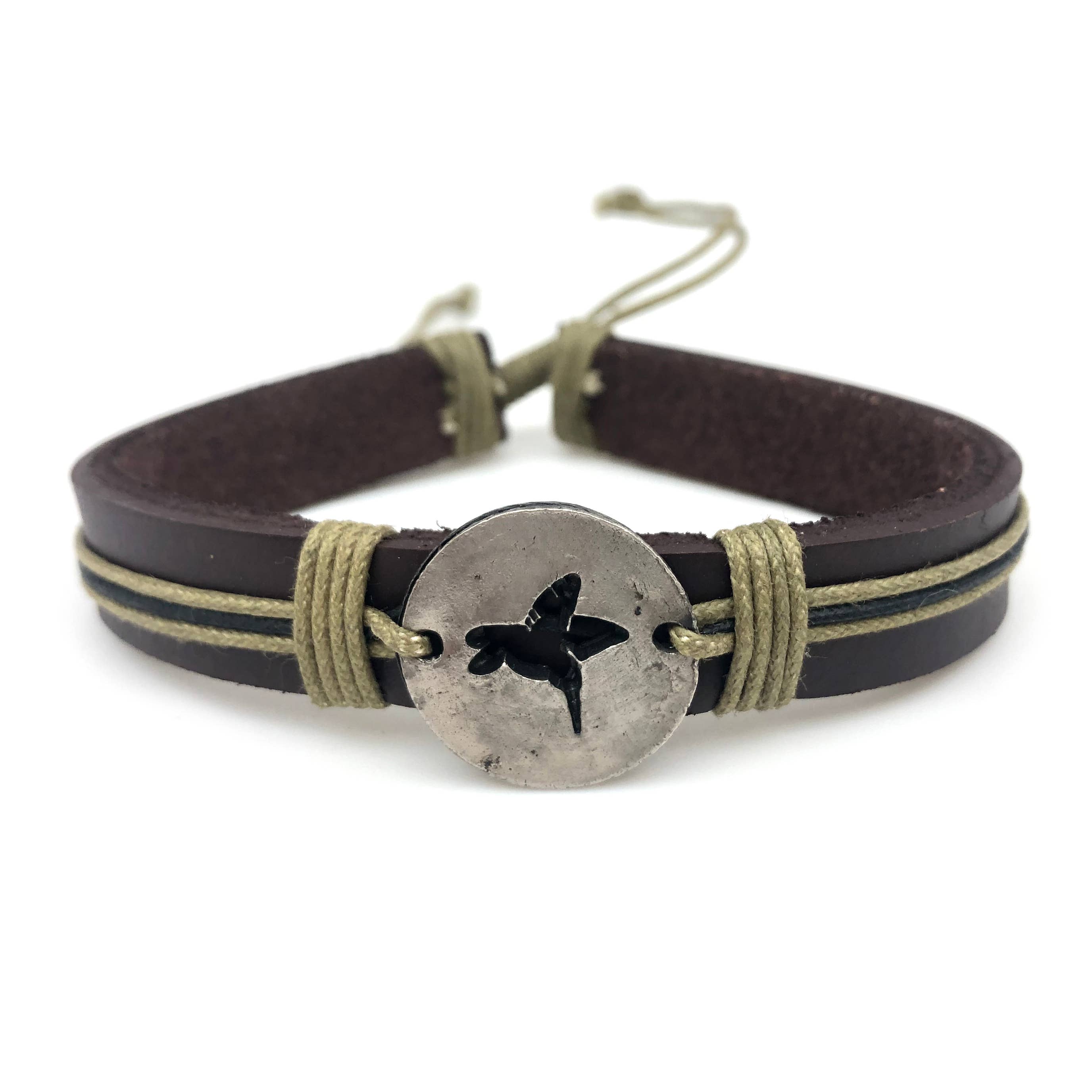 Pull Tie Leather Bracelet - Hummingbird