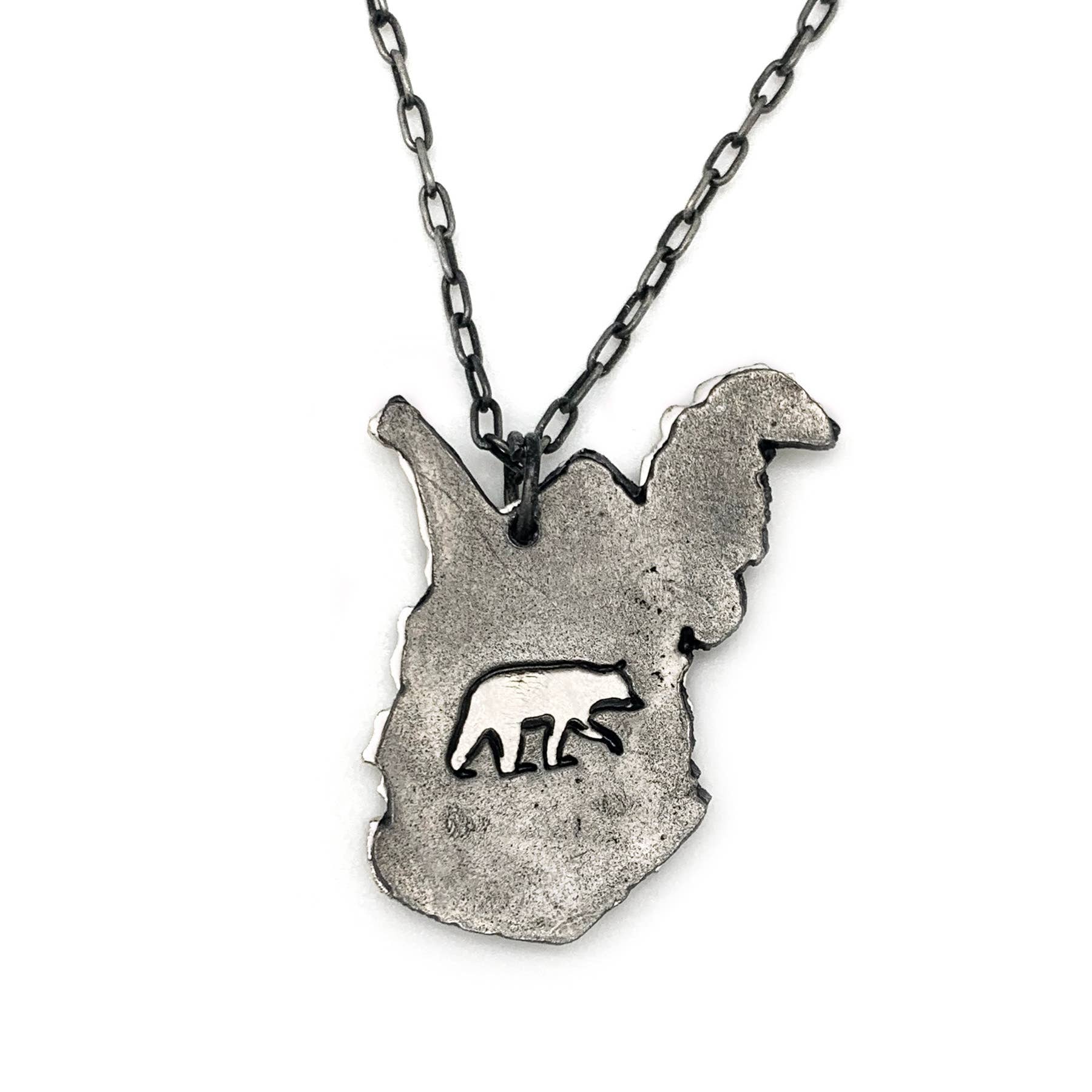 Home State Jewelry - Pewter Necklace - West Virginia & Bear