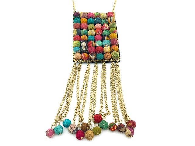 Aasha Kantha Handcrafted Beaded Fringe Long Necklace