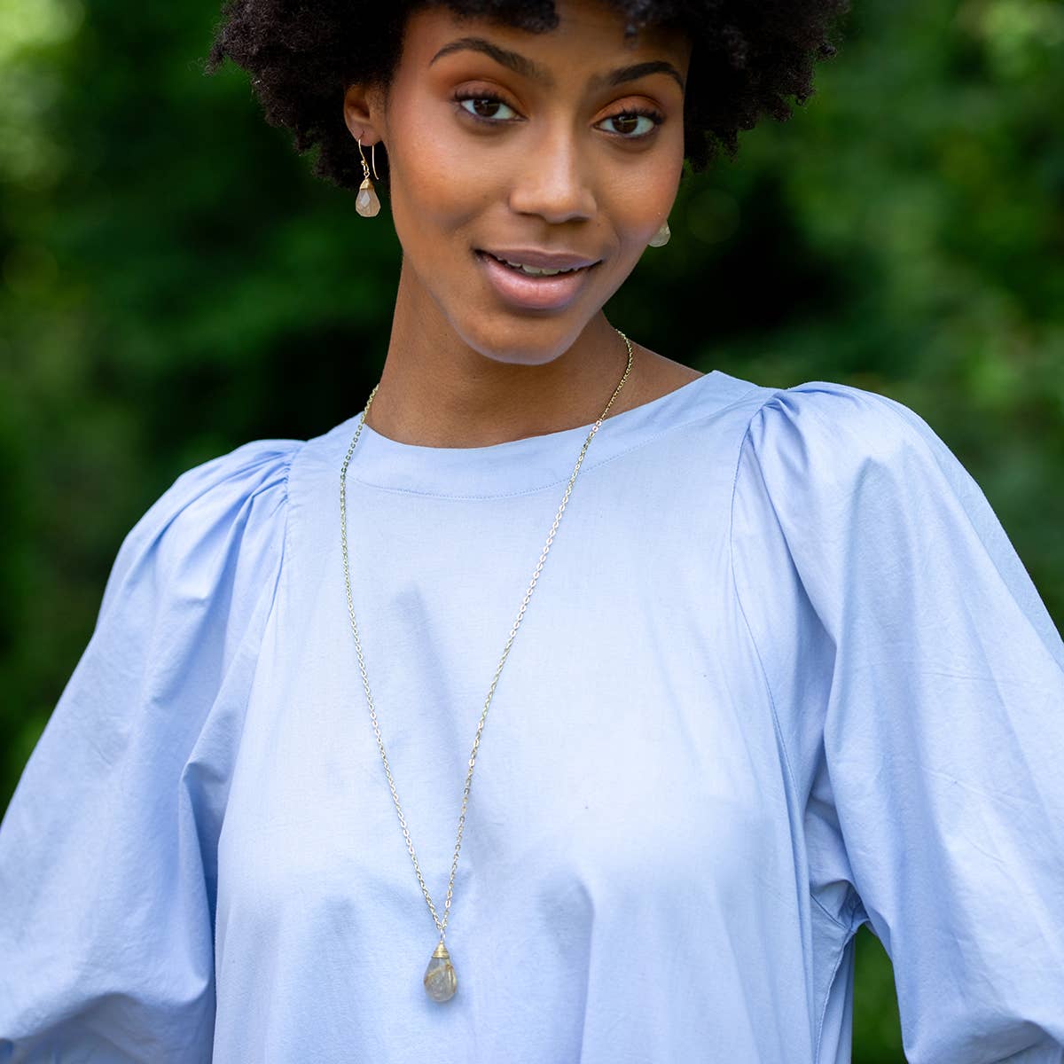 Gold-Plated Golden Rutile Teardrop Necklace