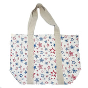 Block Printed Canvas Tote - Red & Blue Stars