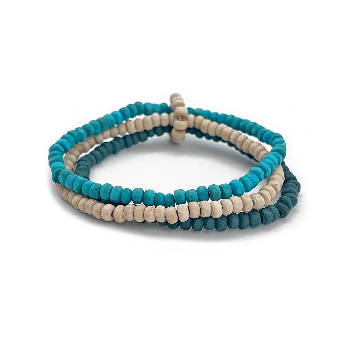 Prismatic Hues Stretch Bracelet - Turquoise, Green, White