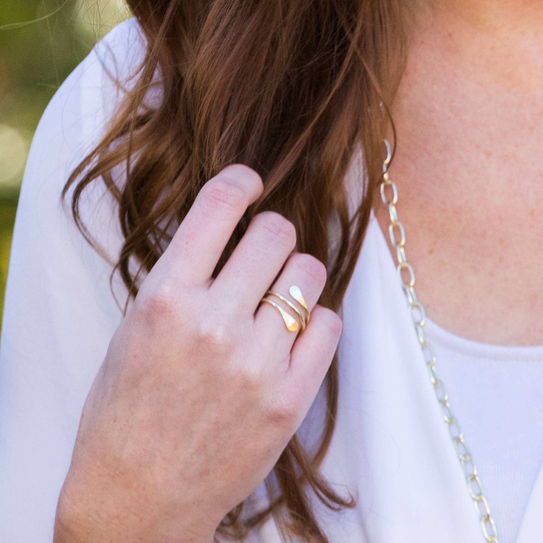 Gold Plated Adjustable Ring - Coil With Flat Ends