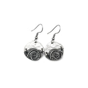 Pewter Earrings - Circle with Spiral