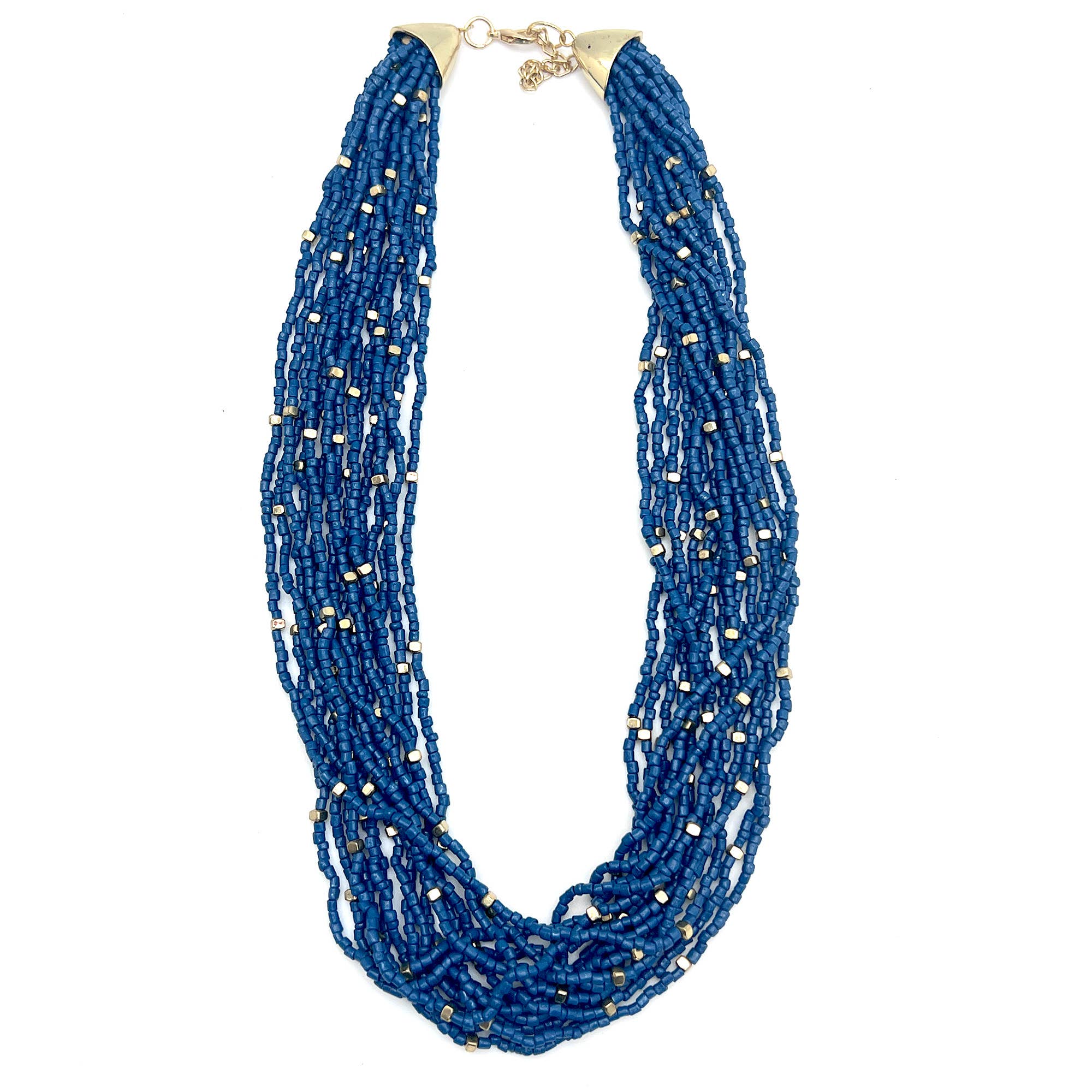 Seed Bead Multi-Strand Bib Necklace - Multiple Color Styles