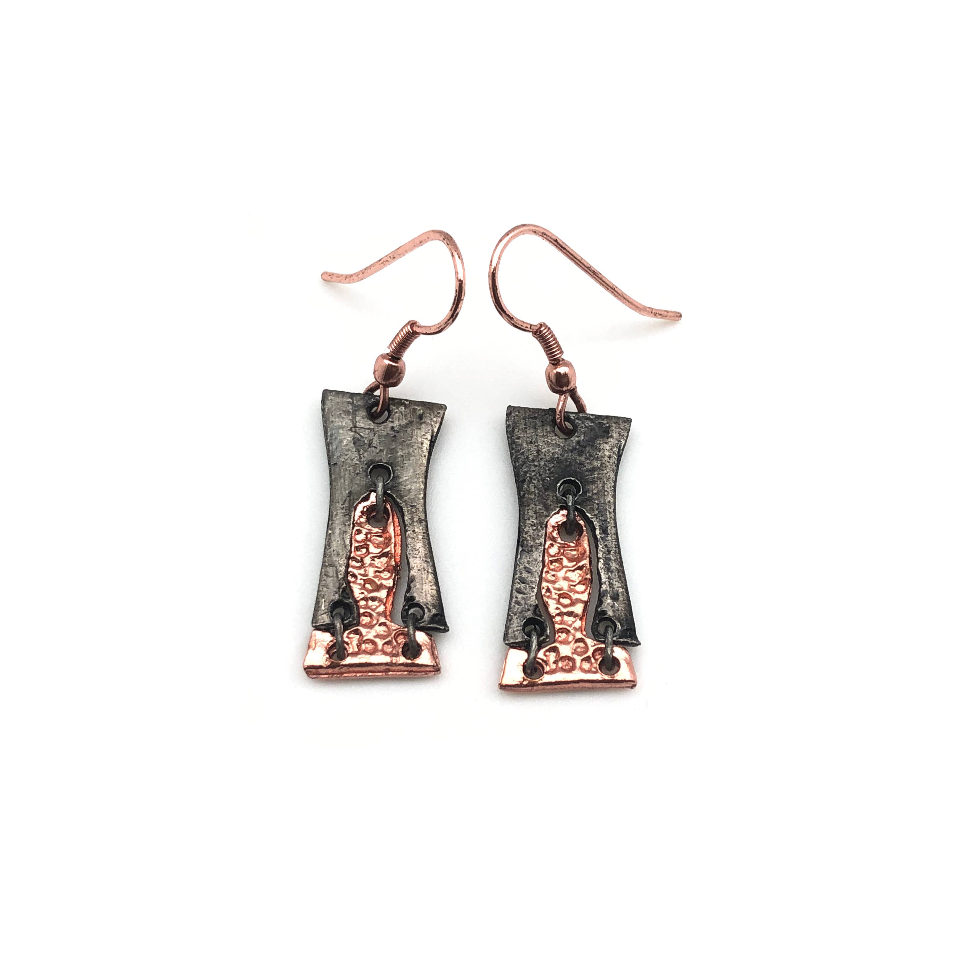 Pewter Earrings - Abstract Rectangle