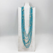 Seed Bead Multi-Strand Necklace - Sky Blue