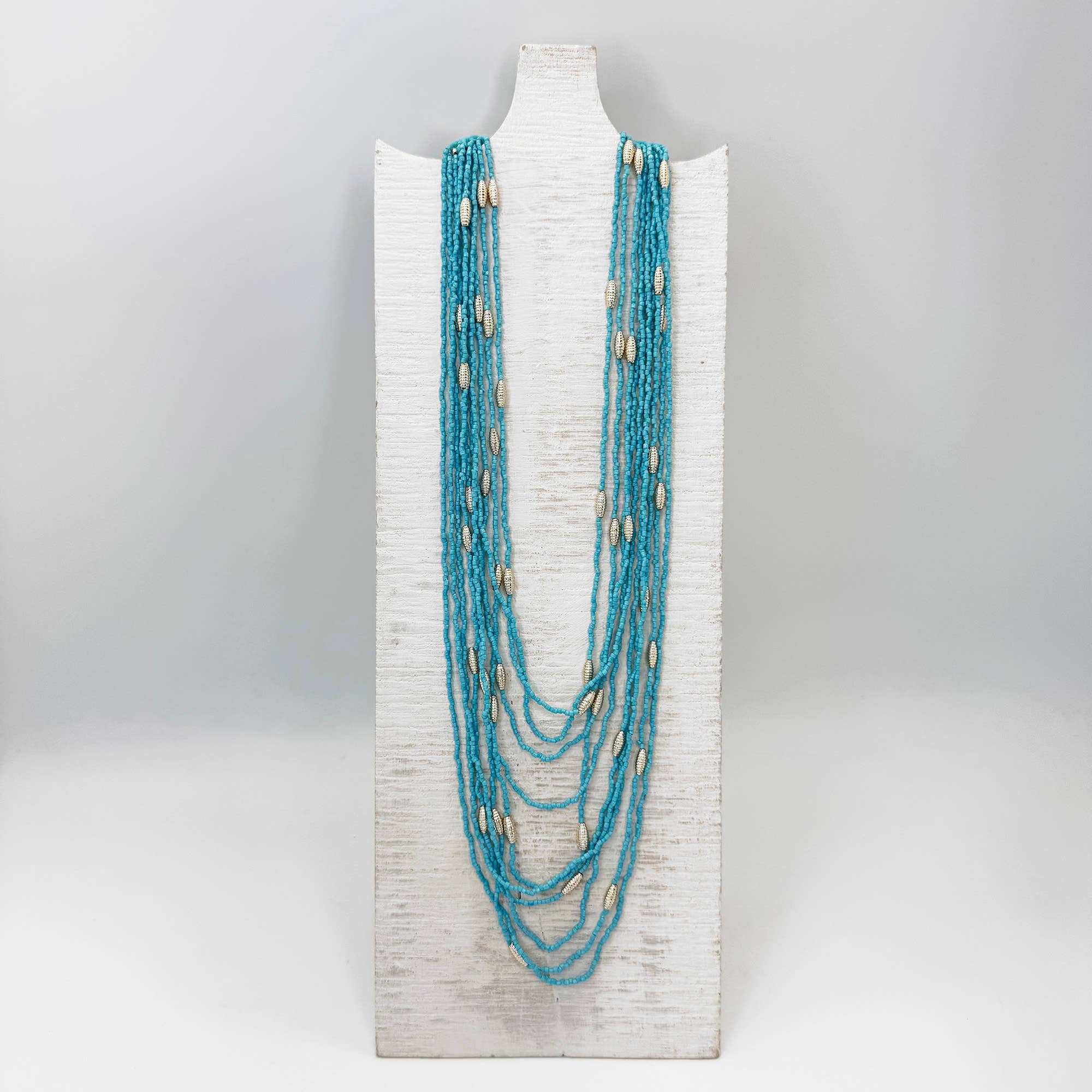 Seed Bead Multi-Strand Necklace - Sky Blue