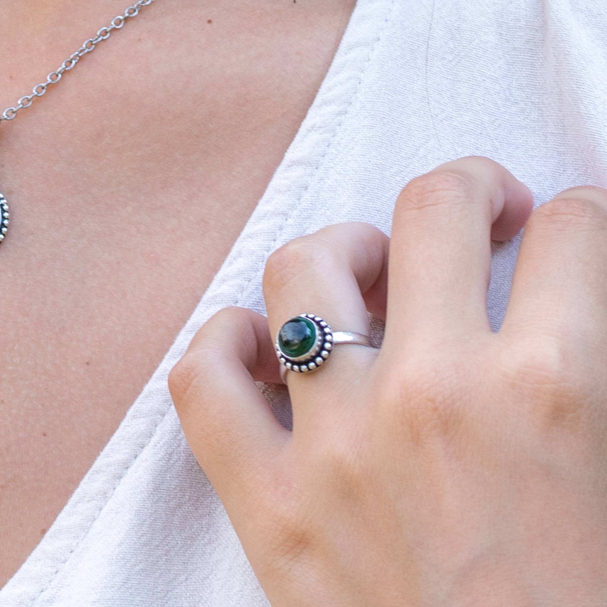 Kashi Semiprecious Small Stone Ring - Malachite