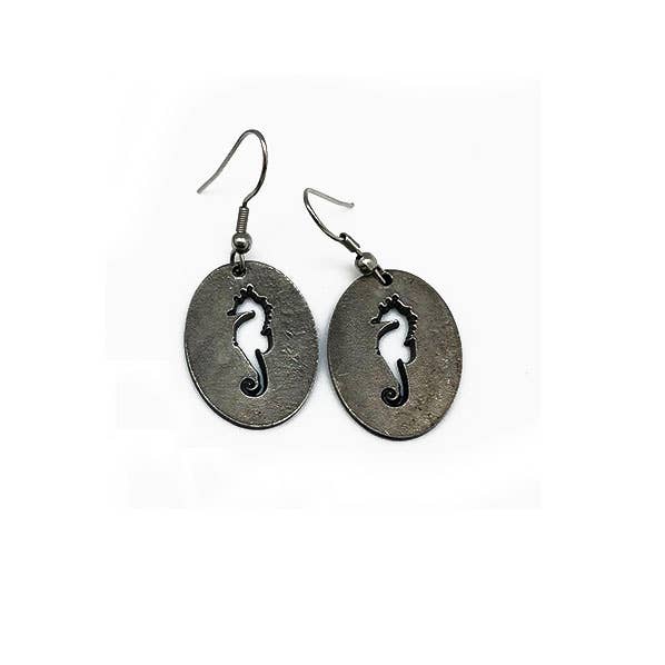 Pewter Earrings - Sea Horse