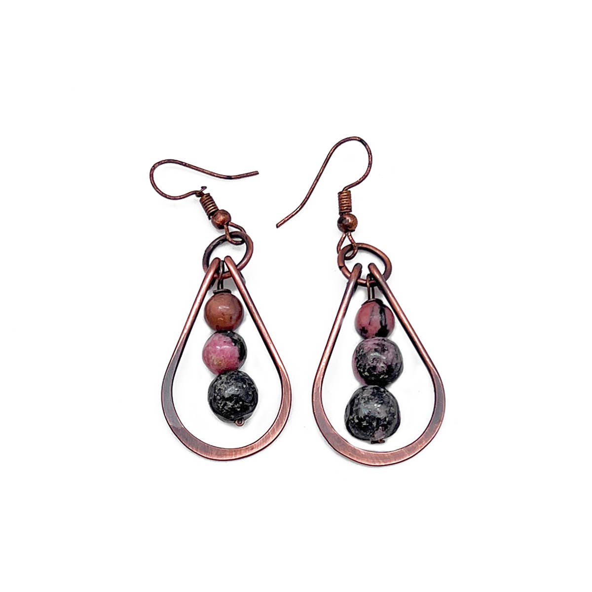 Banjara Collection Earrings - Copper and Rhotonite Beads