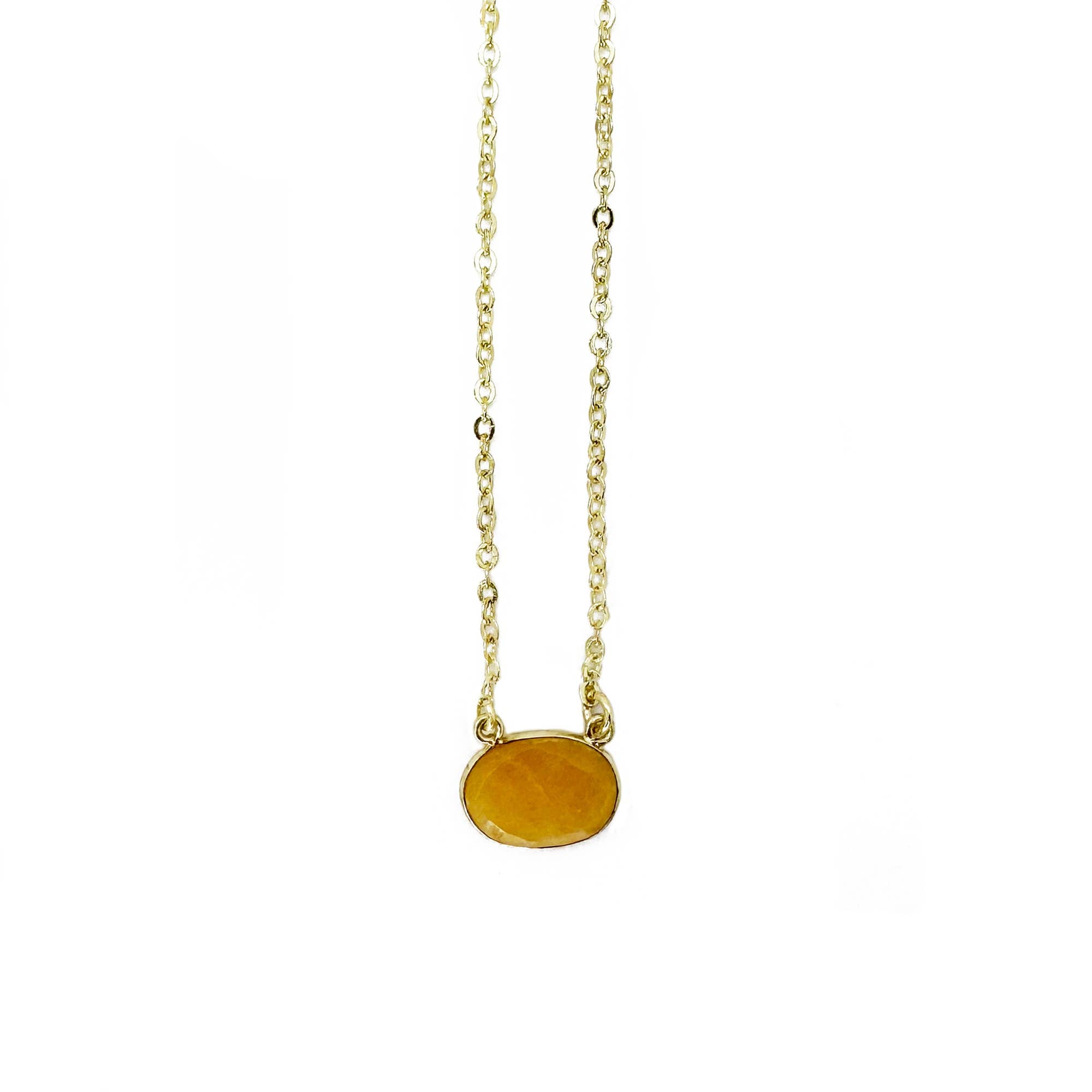 GoldPlated Necklace with SemiPreciousStone Yellow Aventurine