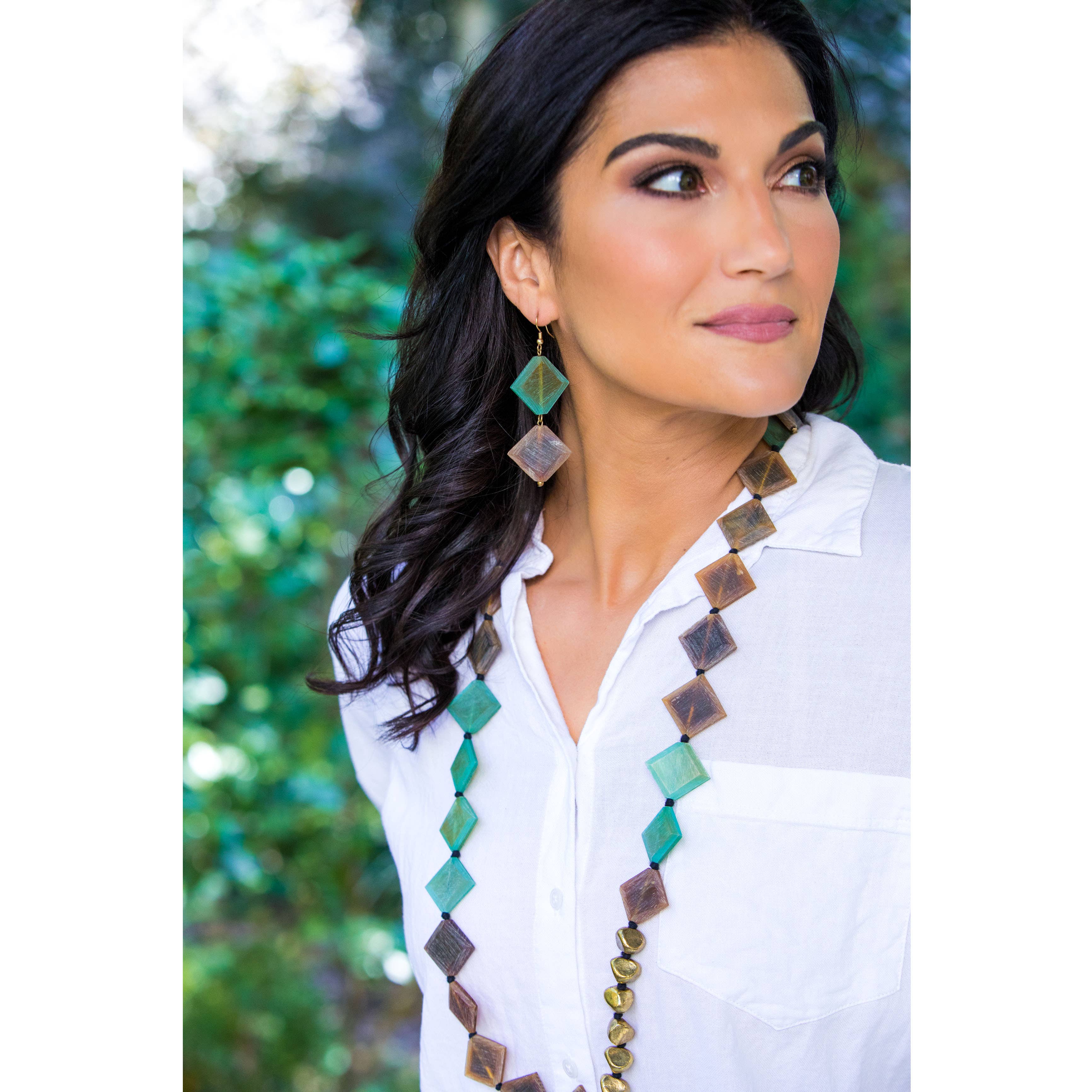 Omala Verdant Collection Necklace - Squares and Metal