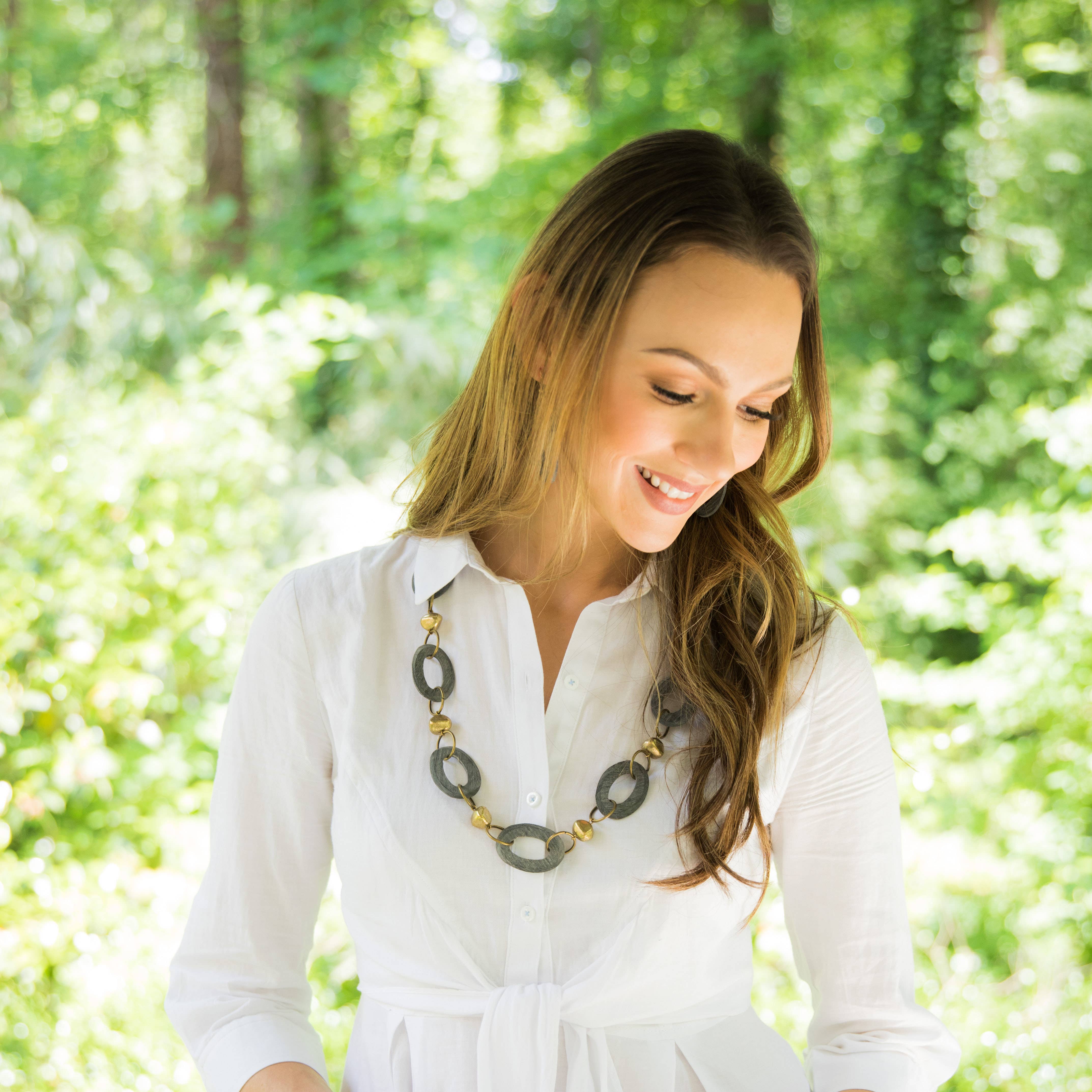 Omala Autumn Neutrals Collection Necklace - Links and Brass