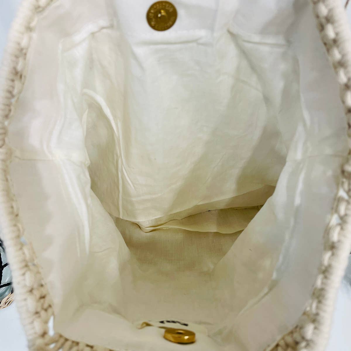 Terra Bag - Cotton macrame bag with wood handles - Off White