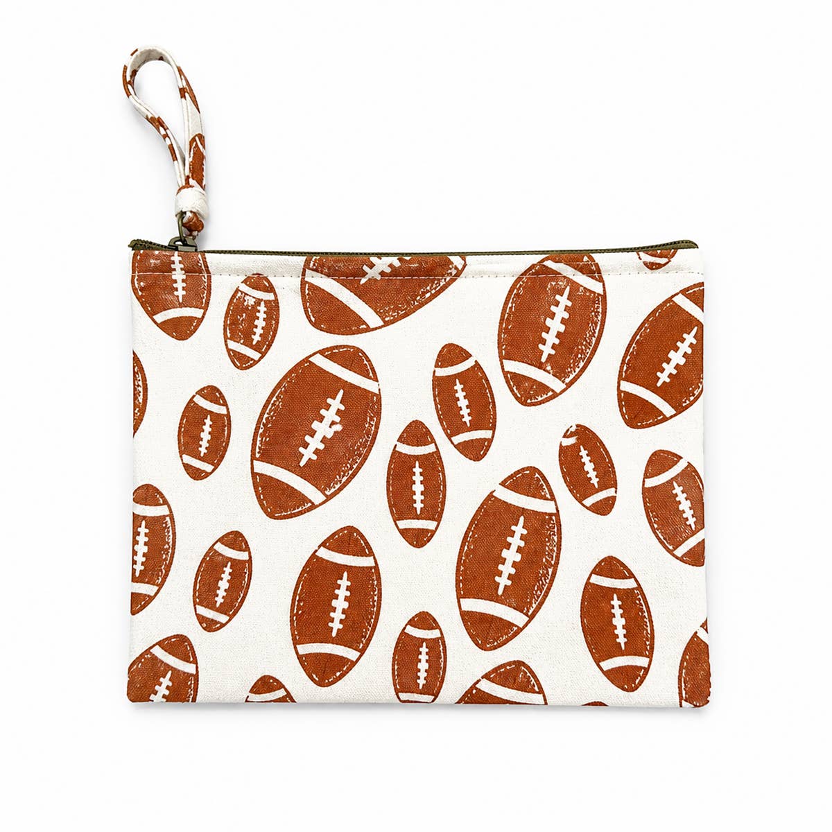 Handcrafted Canvas Pouch with Block-Printed Football Season