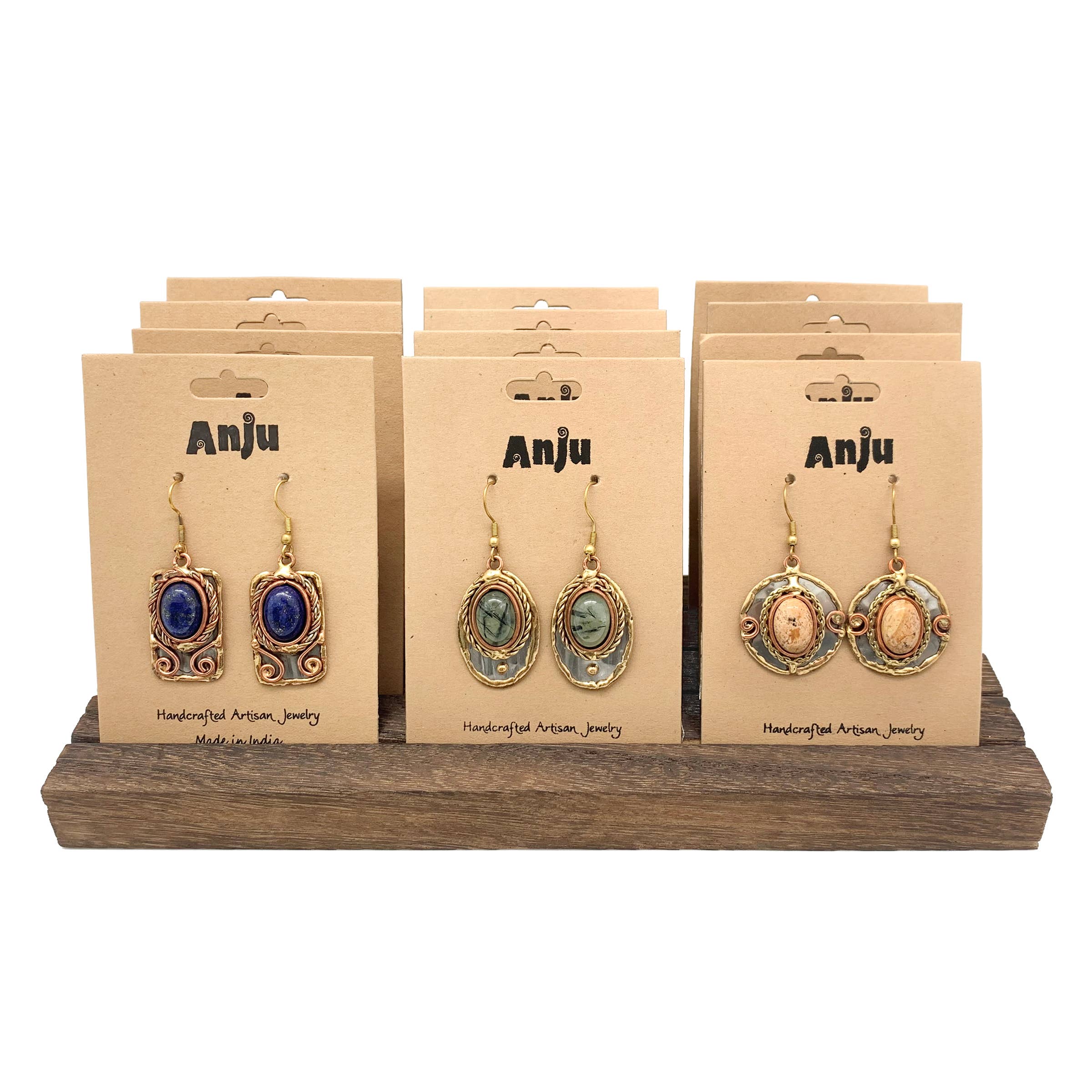 Mixed Metal Earrings with Semiprecious Stones Prepack
