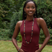 Omala Autumn Neutrals Necklace - Long Disc Earth