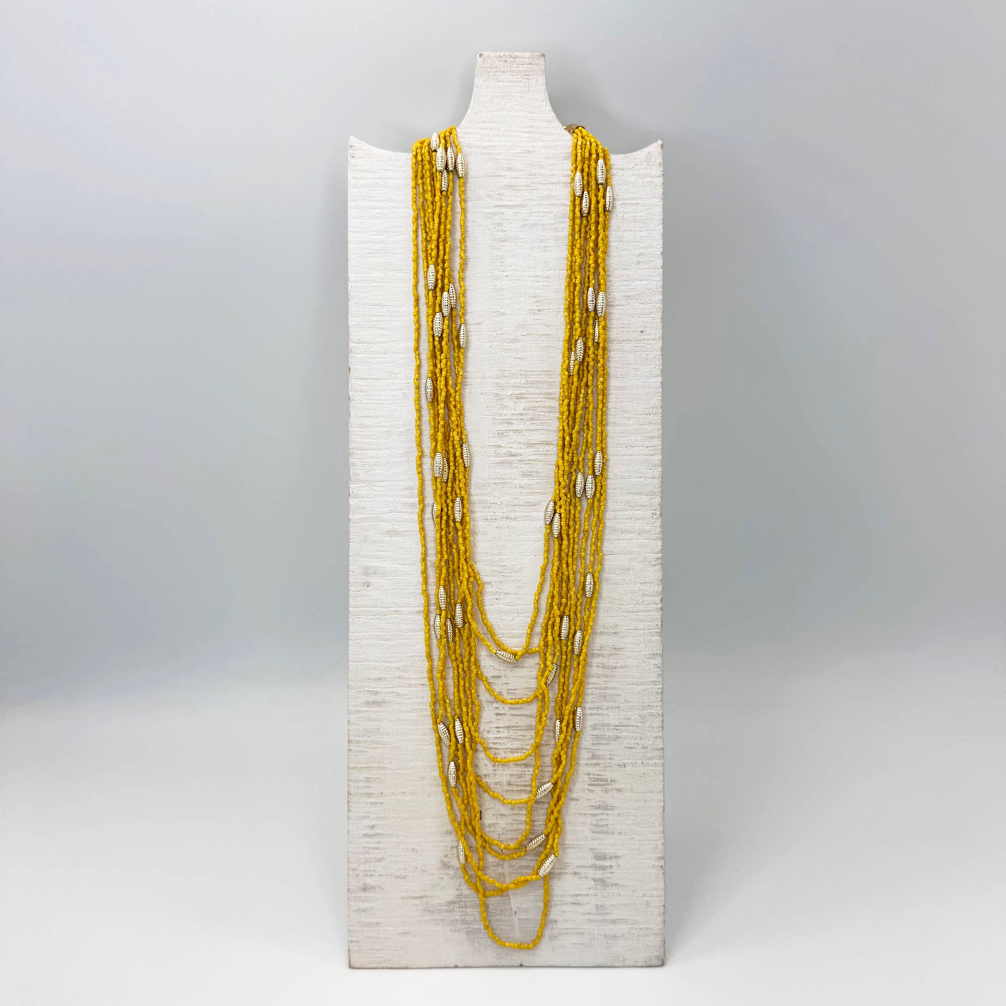 Seed Bead Multi-Strand Necklace - Yellow