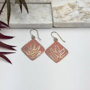 Handcrafted Silver Patina Coral Leaf Earrings