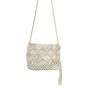 Adira Woven Cotton Crossbody Macrame Bags - Ivory