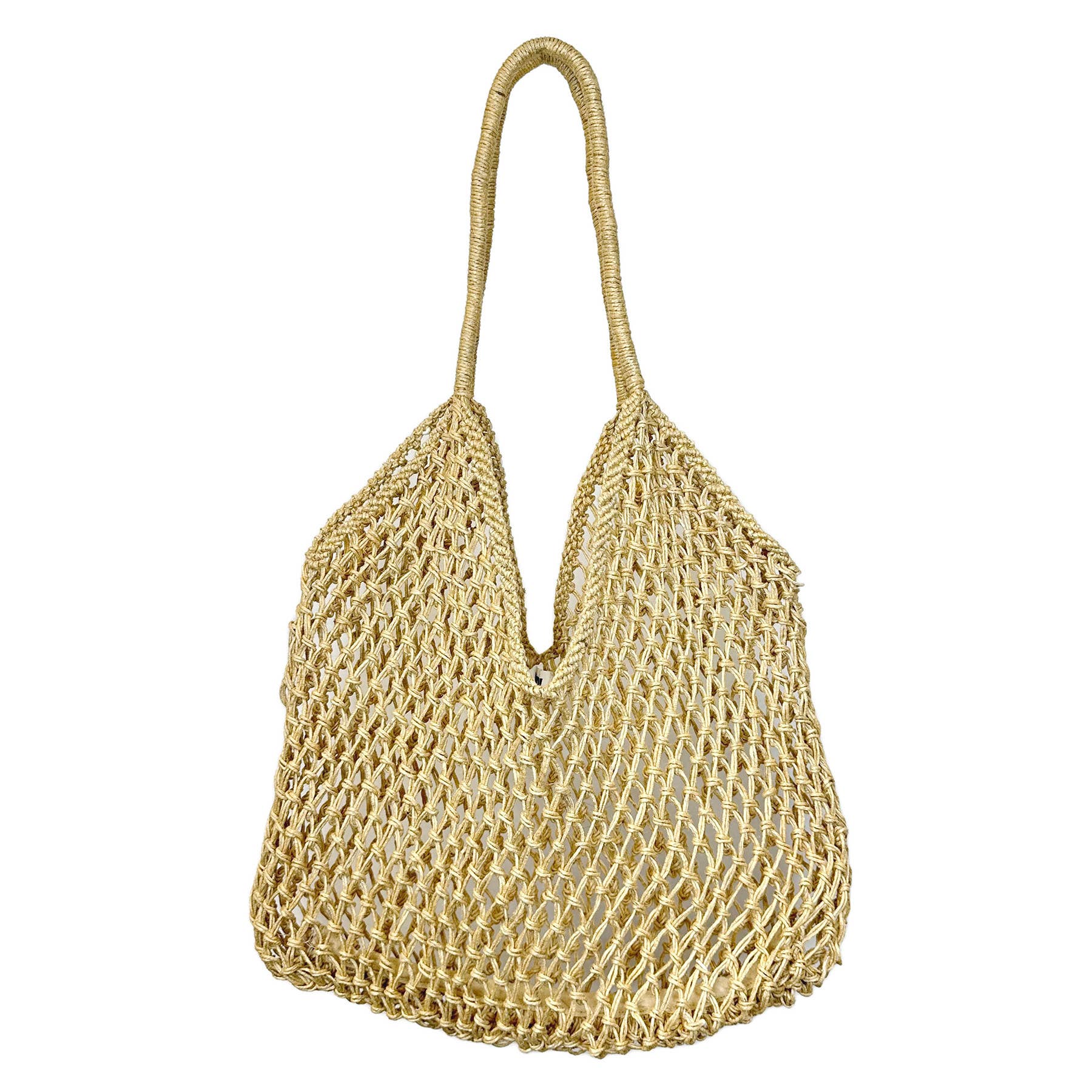Lucia Open Weave Jute Tote - Beige