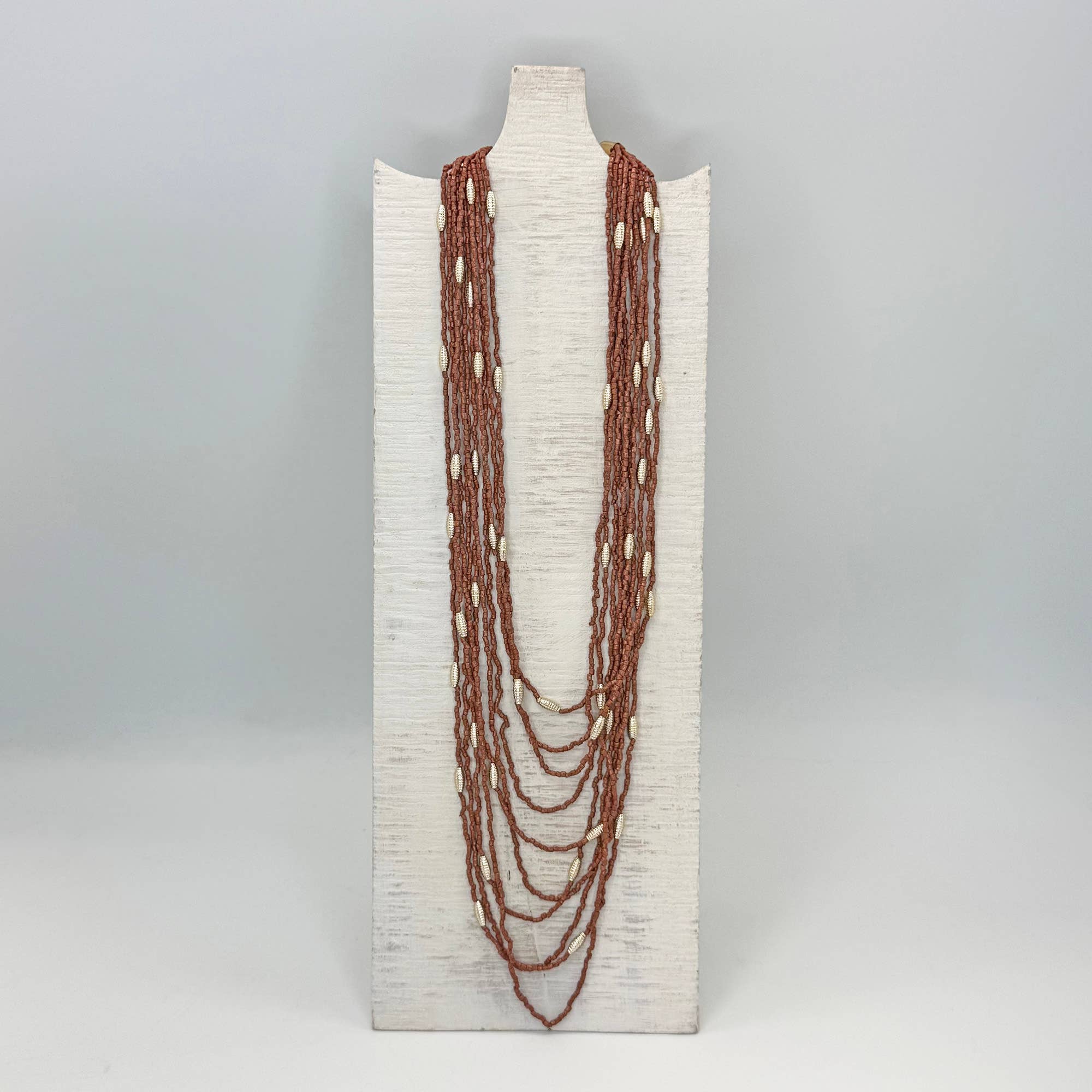 Seed Bead Multi-Strand Necklace - Brown