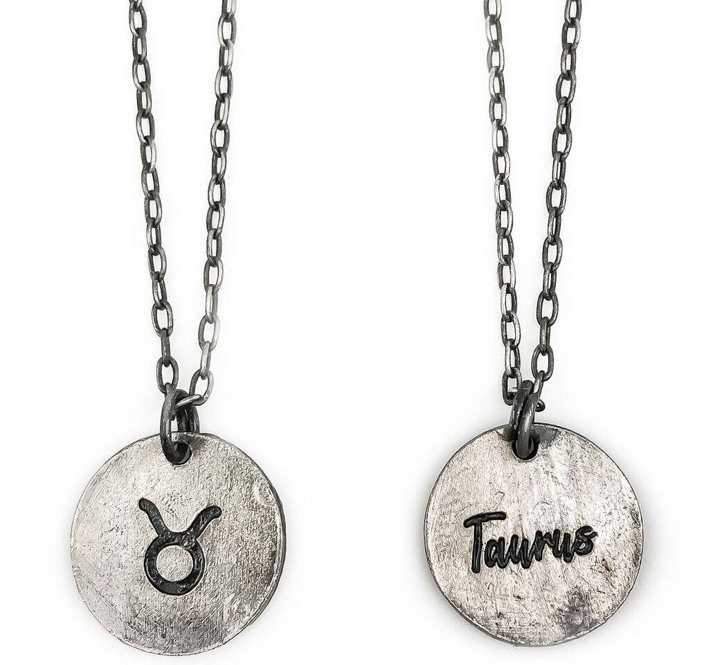 Taurus Zodiac Pewter Glyph Necklace
