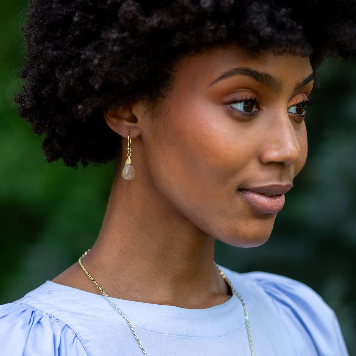 Gold-Plated Golden Rutile Teardrop Earrings