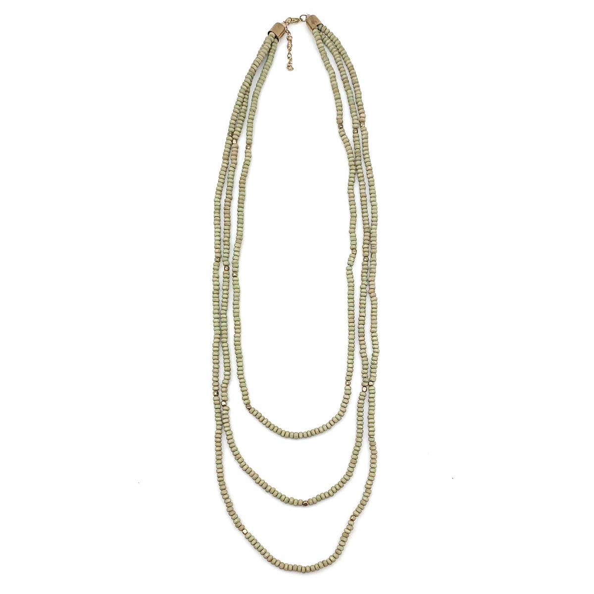 Sachi Chromatic Hues - Sage Green Long Multi-Strand Necklace