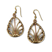 Mixed Metal Earrings - Fanned Leaf