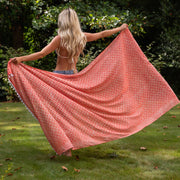 Handcrafted Cotton Sarong - Orange Geometric Floral