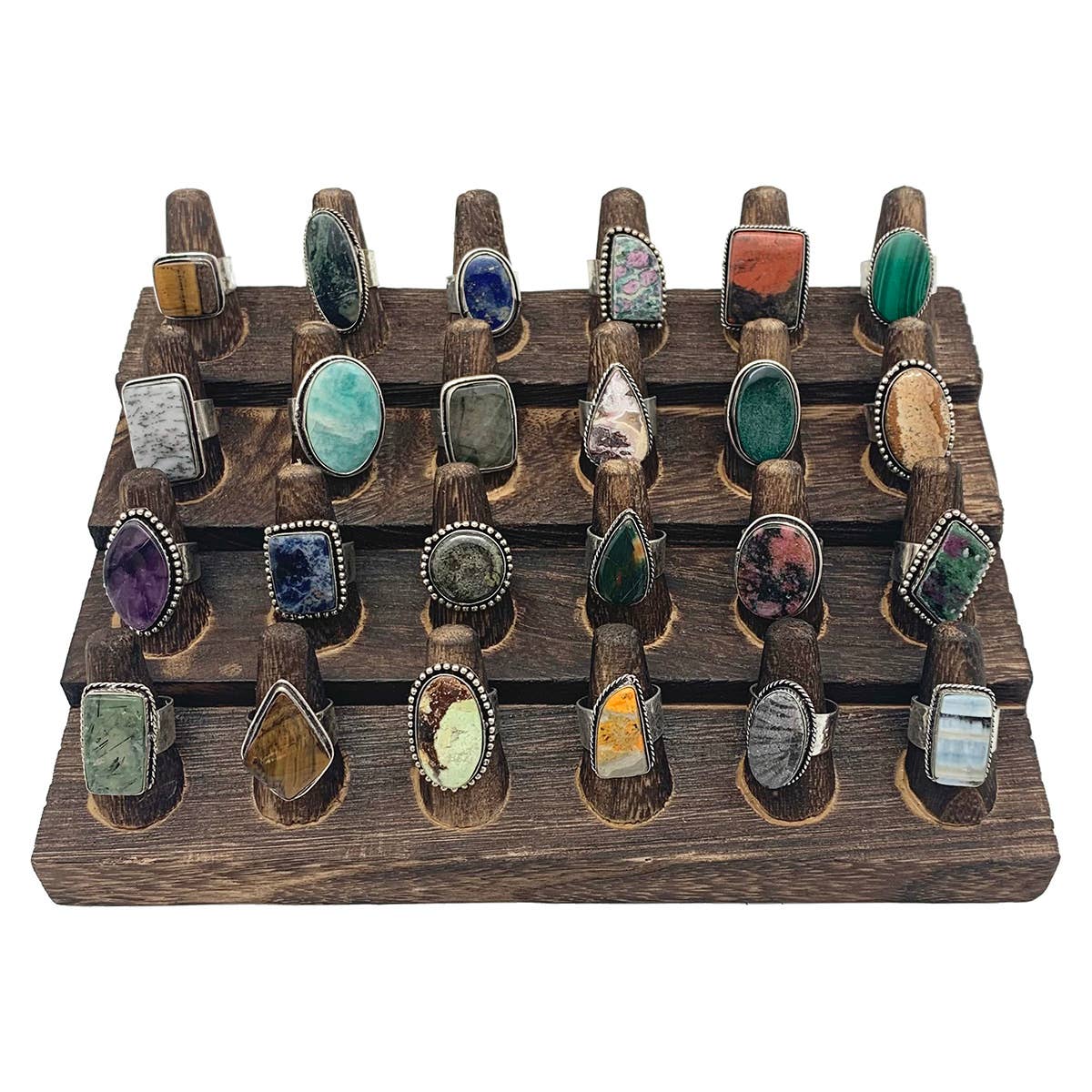 Kashi Semiprecious Stone 24 Large Rings Prepack (w Display)
