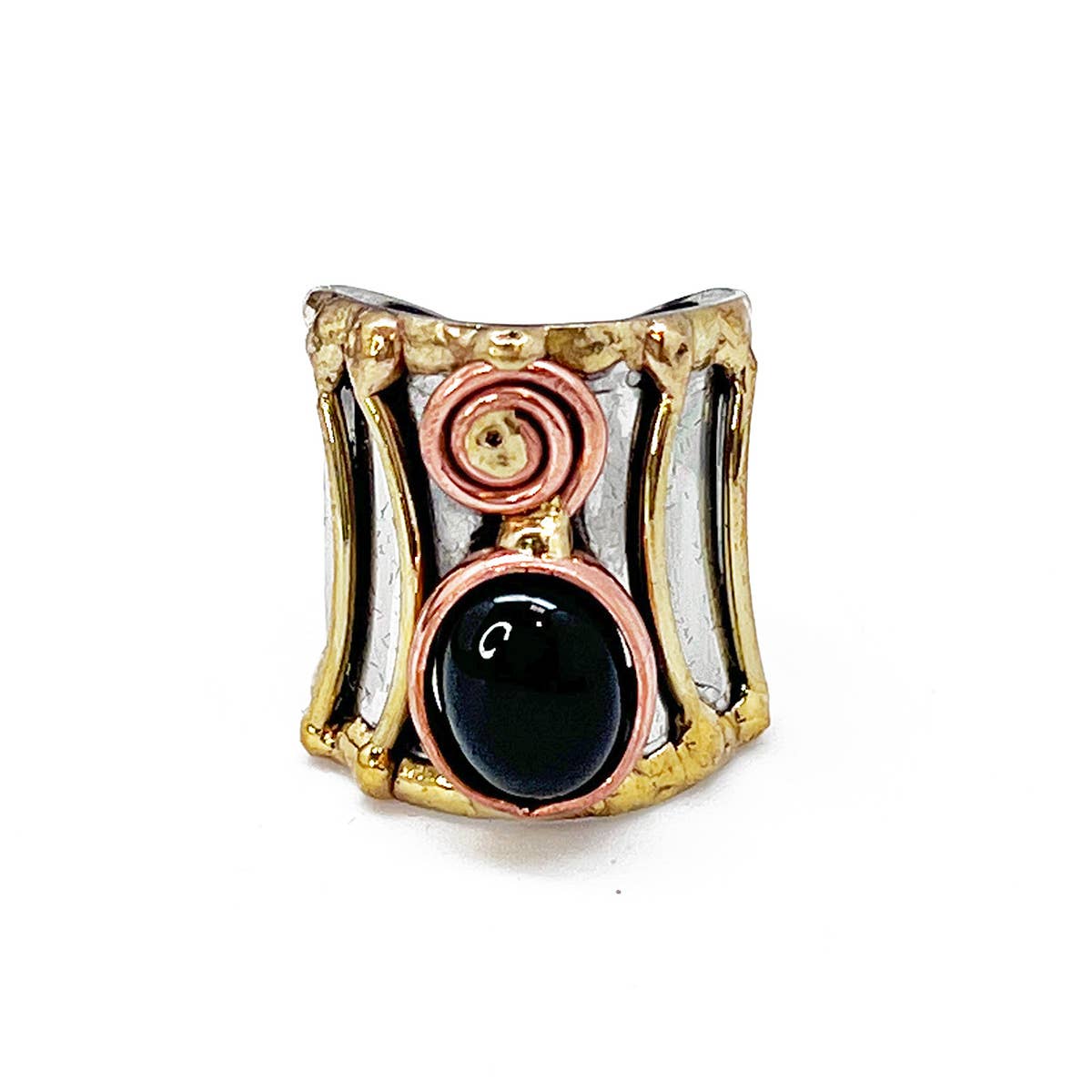 12 Pack- Mixed Metal Cuff Rings with Single Stone in a box