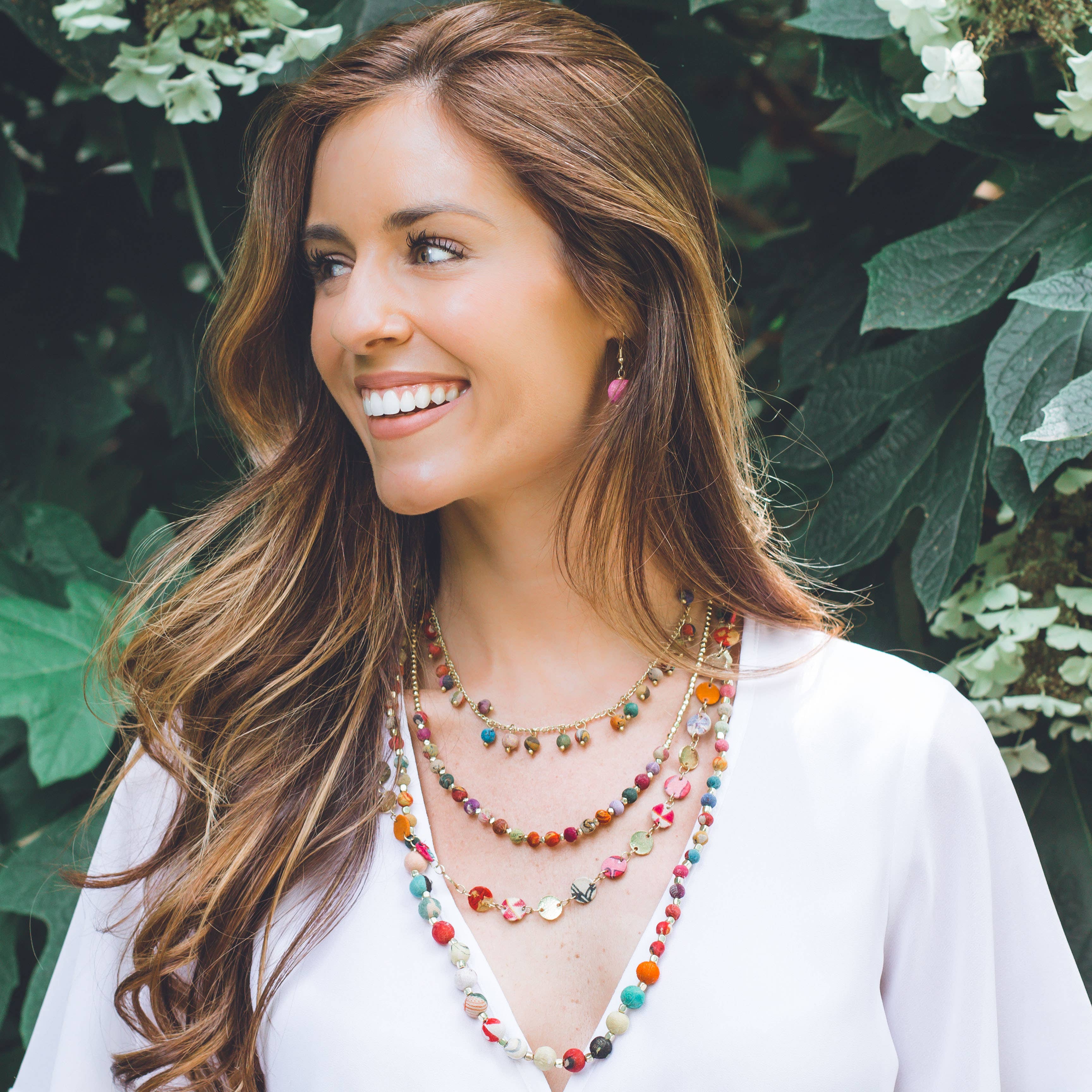 Aasha Nuggets Short Kantha Beaded Handcrafted Necklace