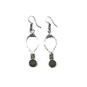Handcrafted Antique Silver Loop with Aventurine Earrings
