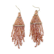 Seedbead Tapered Fringe Earrings - Blush