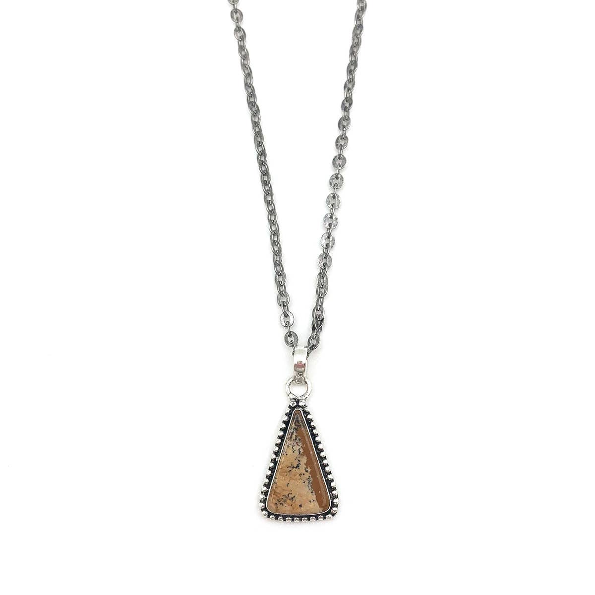 Handcrafted Semiprecious Large Stone Necklace -PictureJasper
