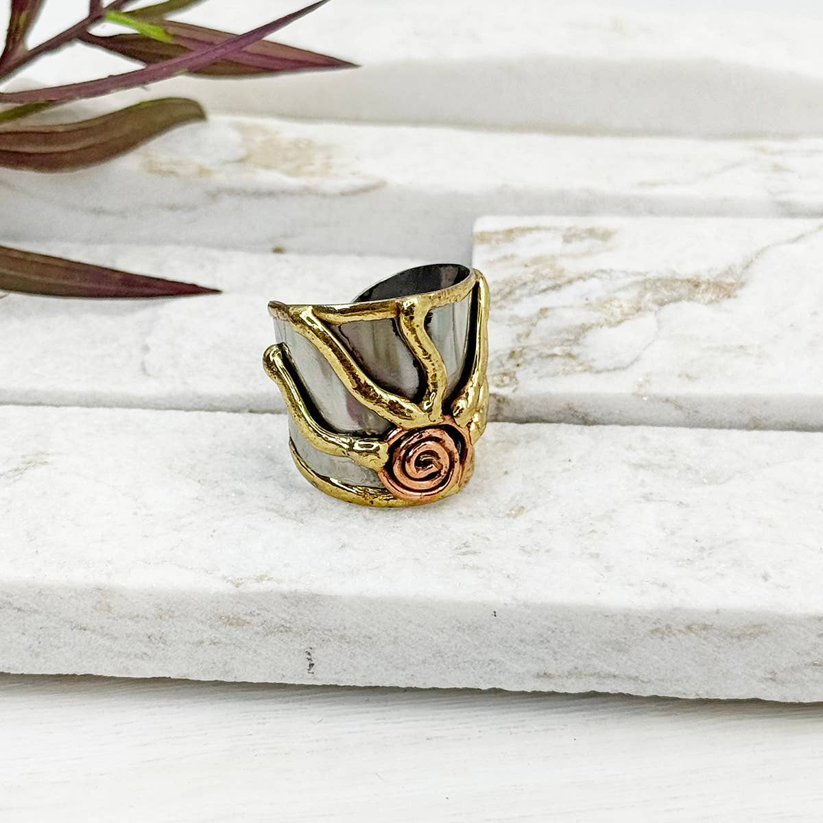 Handcrafted Mixed Metal Sunrise Ring