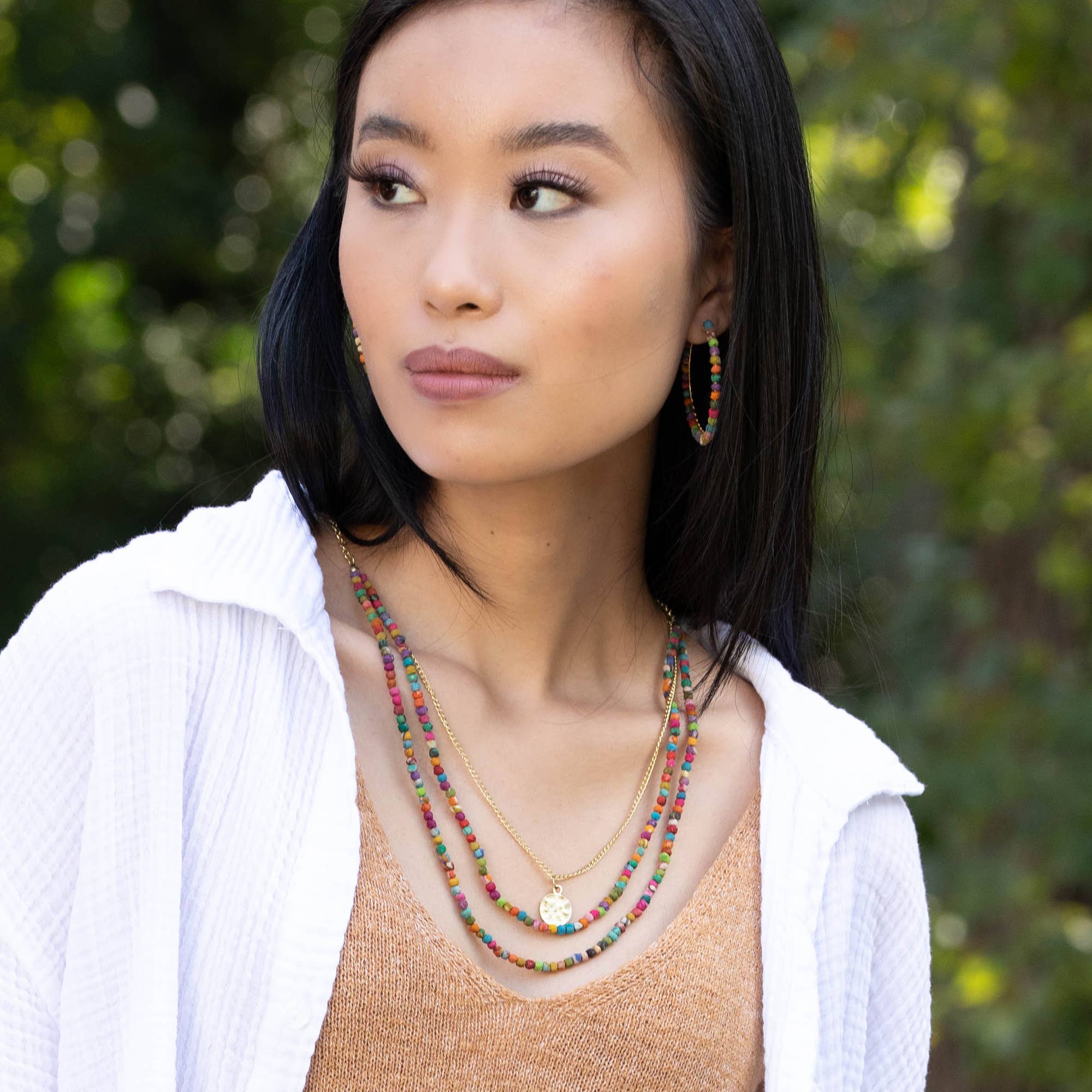 Aasha Three Layers with Coin Kantha Handcrafted Necklace