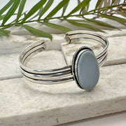Handcrafted Kashi Semiprecious Stone Cuff - Blue Opal